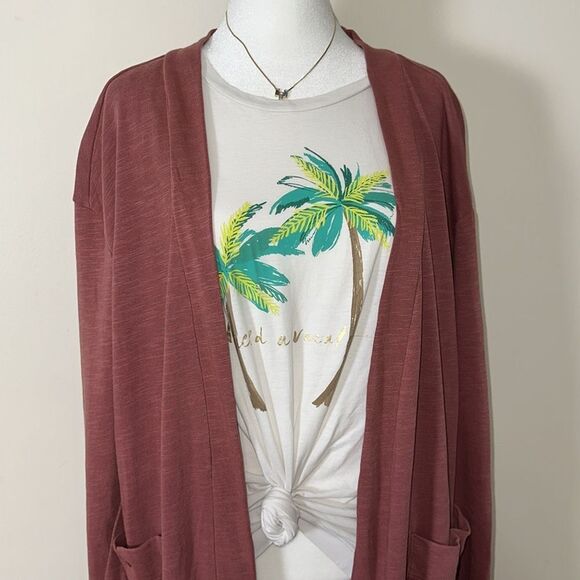 Free People S Babe I'm Yours Cardigan Style Long Sleeve Robe Dried Currant Wine - Picture 10 of 16